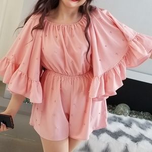MODA ME COUTURE Pants - Pink Pearl Detailed Romper MODA ME COUTURE Pants - Pink Pearl Detailed Romper